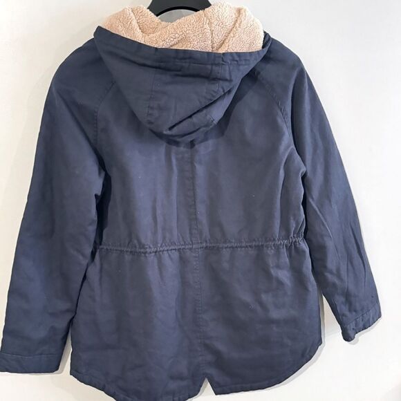 Collection B Juniors' Trendy Hooded Drawstring Waist Anorak Parka Jacket Navy XL - Picture 11 of 12